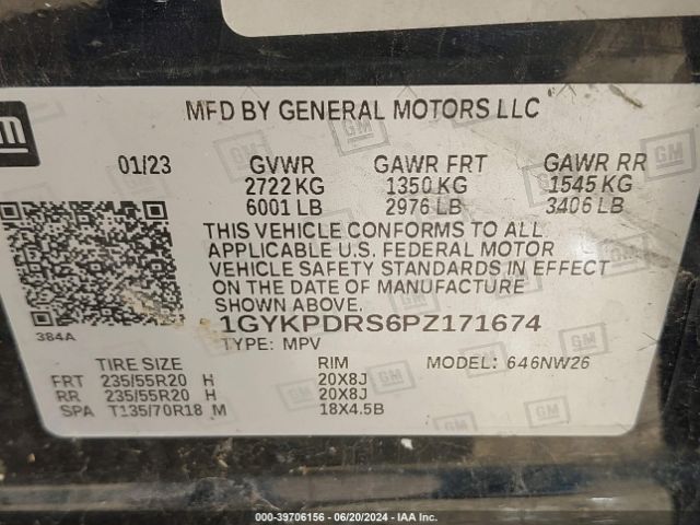 1GYKPDRS6PZ171674 Cadillac Xt6 Awd Premium Luxury