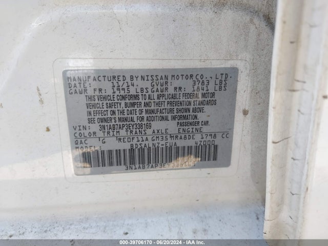 Nissan Sentra Fe+ Sv 2014 3N1AB7AP3EY338169 Image 9