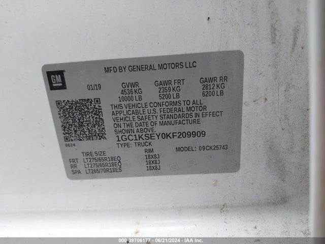 Chevrolet Silverado 2500hd Lt 2019 1GC1KSEY0KF209909 Image 9
