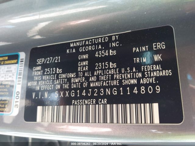 5XXG14J23NG114809 KIA K5 LXS