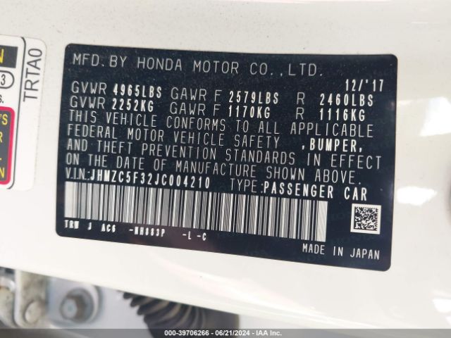 JHMZC5F32JC004210 Honda Clarity Plug-in Hybrid Touring