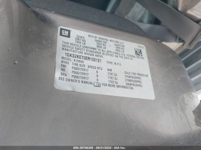1GKS2KE70ER102121 GMC Yukon Xl 1500 Slt