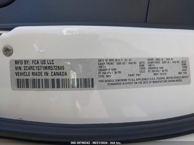 2C4RC1S71MR572849 Chrysler Pacifica Hybrid Limited