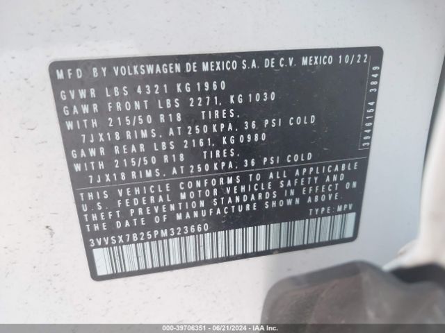 3VVSX7B25PM323660 Volkswagen Taos 1.5t Se