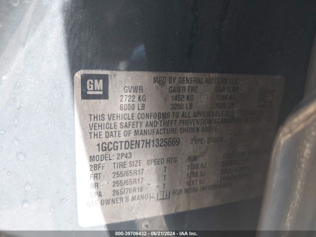 1GCGTDEN7H1325669 Chevrolet Colorado Z71