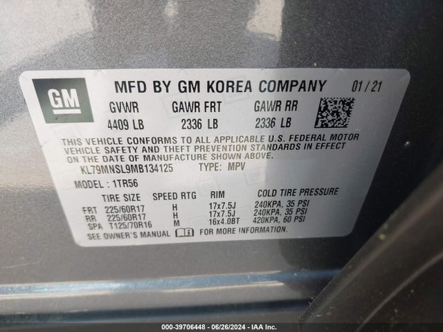 Chevrolet Trailblazer Awd Ls 2021 KL79MNSL9MB134125 Image 9