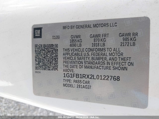 Chevrolet Camaro Rwd  1lt 2020 1G1FB1RX2L0122768 Image 9