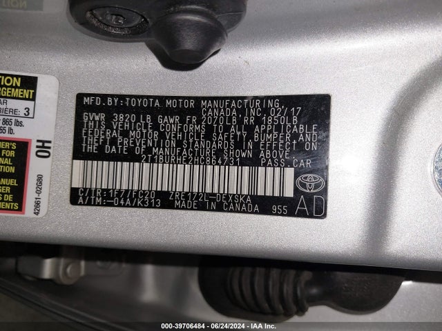 Toyota COROLLA SE 2017 2T1BURHE2HC864731 Image 9