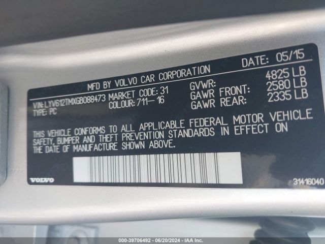 LYV612TMXGB088473 Volvo S60 Inscription T5 Platinum