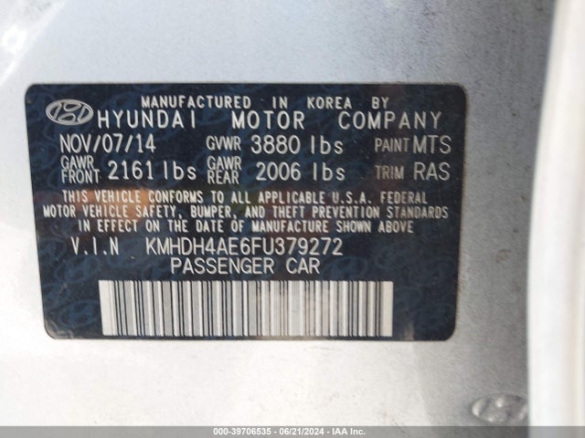 Hyundai ELANTRA SE 2015 KMHDH4AE6FU379272 Image 9