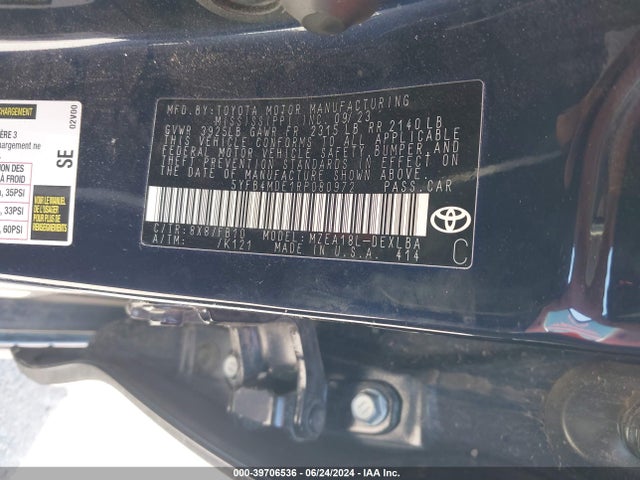 Toyota COROLLA LE 2024 5YFB4MDE1RP080972 Image 9