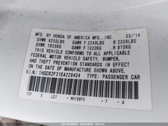 1HGCR2F31EA229404 Honda ACCORD LX