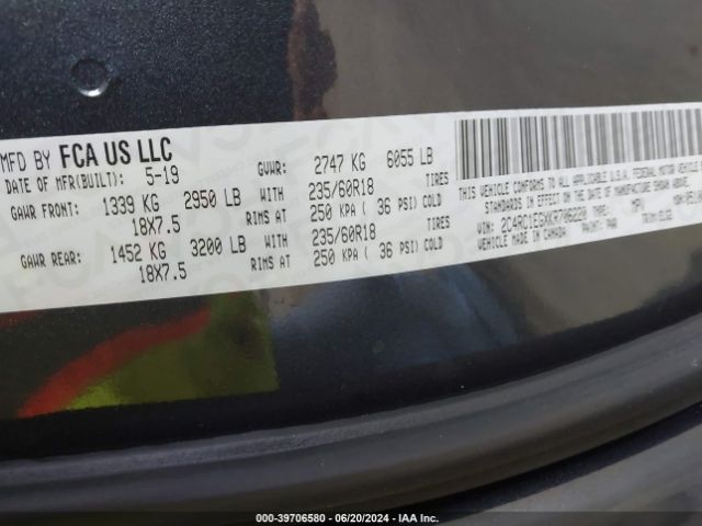 2C4RC1EGXKR706220 Chrysler Pacifica Touring L Plus
