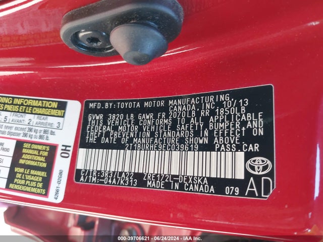 Toyota Corolla S Premium 2014 2T1BURHE9EC039619 Image 9
