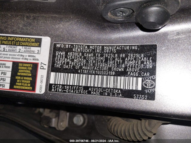 Toyota CAMRY SE 2016 4T1BF1FK1GU503198 Image 9