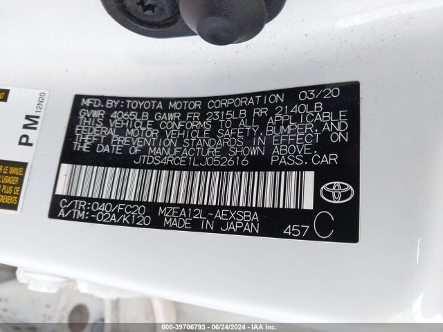 Toyota COROLLA SE 2020 JTDS4RCE1LJ052616 Image 9
