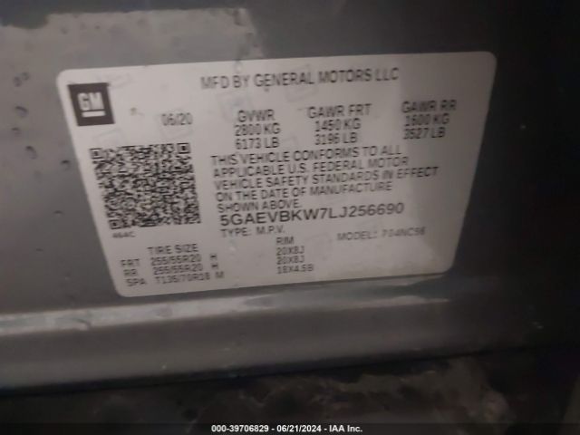 5GAEVBKW7LJ256690 Buick Enclave Awd Premium
