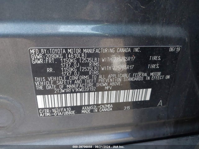 Toyota Rav4 Xle 2019 2T3W1RFV1KW039192 Image 9