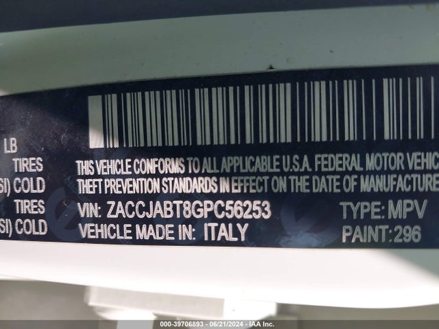 ZACCJABT8GPC56253 Jeep Renegade Latitude