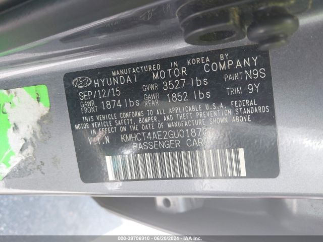 KMHCT4AE2GU018701 Hyundai ACCENT SE