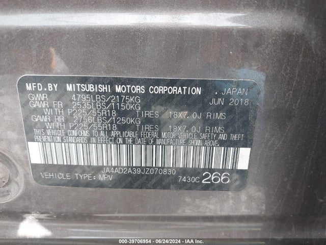 2018 MITSUBISHI OUTLANDER JA4AD2A39JZ070830 Photo 8