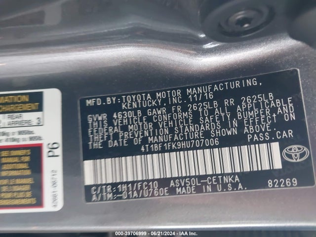 Toyota CAMRY LE 2017 4T1BF1FK9HU707006 Image 9