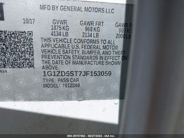 Chevrolet MALIBU LT 2018 1G1ZD5ST7JF153059 Image 9