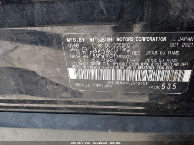 JA4J4UA84NZ042401 Mitsubishi Outlander Black Edition S-awc/se 2.5 S-awc/se Launch Edition S-awc