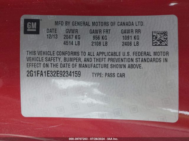 2G1FA1E32E9234159 Chevrolet Camaro 2ls