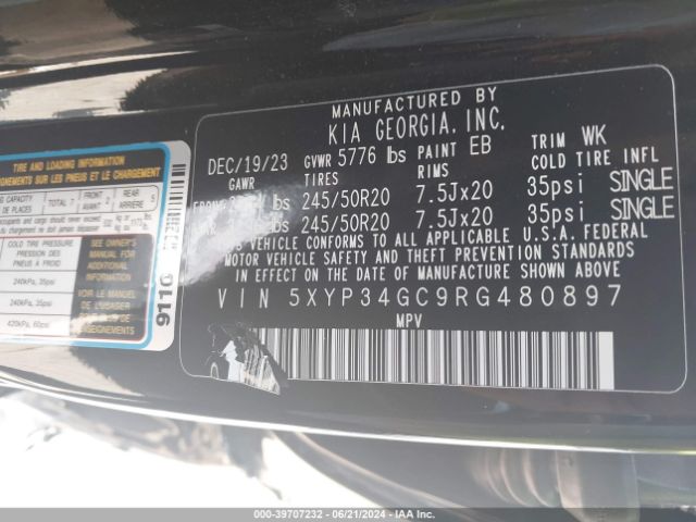5XYP34GC9RG480897 KIA Telluride Ex