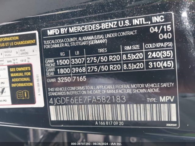 4JGDF6EE7FA582183 Mercedes-Benz Gl 450 4matic