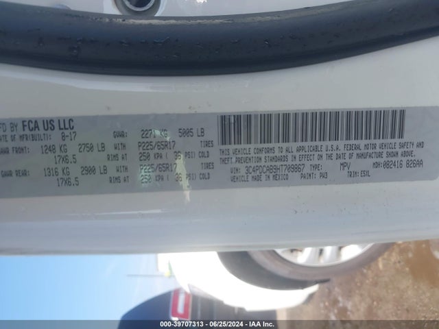 Dodge JOURNEY SE 2017 3C4PDCAB9HT709867 Image 9