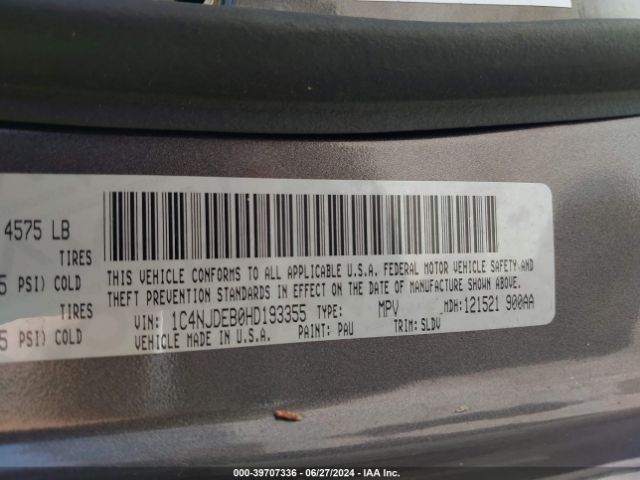 1C4NJDEB0HD193355 Jeep Compass High Altitude 4x4