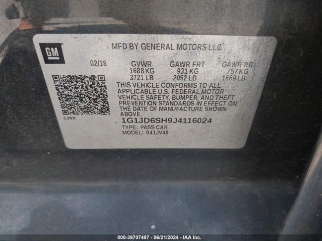 1G1JD6SH9J4116024 Chevrolet Sonic Lt Auto