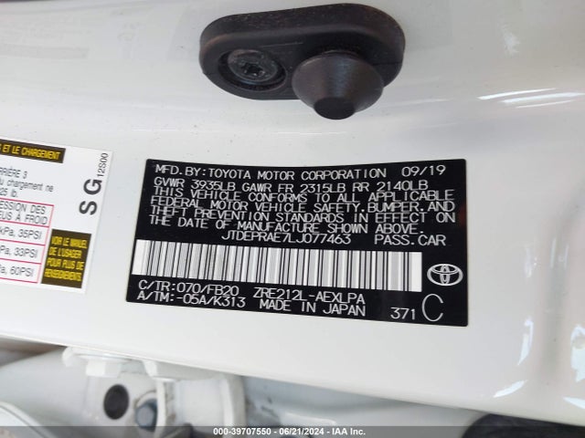 Toyota COROLLA LE 2020 JTDEPRAE7LJ077463 Image 9