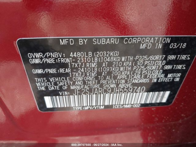 JF2SJARC9JH559740 Subaru Forester 2.5i Limited