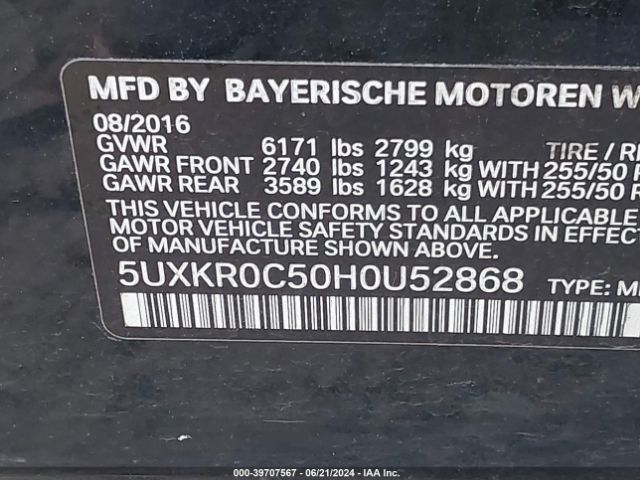 5UXKR0C50H0U52868 BMW X5 Xdrive35i