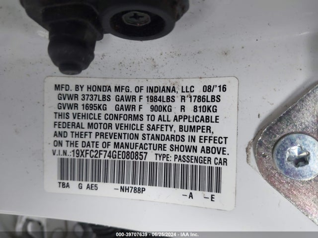Honda CIVIC EX 2016 19XFC2F74GE080857 Image 9