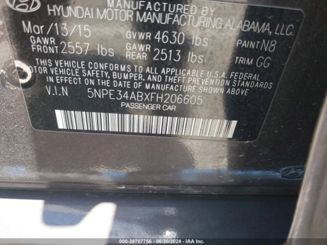 5NPE34ABXFH206605 Hyundai Sonata Sport 2.0t