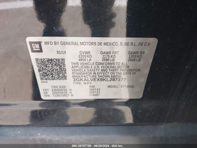 3GKALVEX9KL287377 GMC Terrain Slt