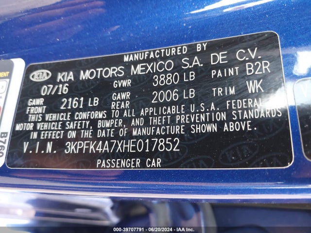 KIA FORTE LX 2017 3KPFK4A7XHE017852 Image 9