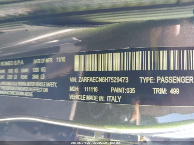 ZARFAECN6H7529473 Alfa Romeo Giulia Ti Rwd