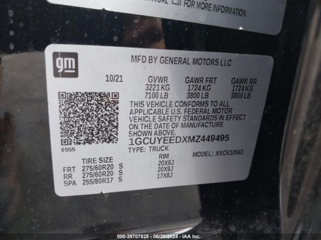 1GCUYEEDXMZ449495 Chevrolet Silverado 1500 4wd  Short Bed Rst