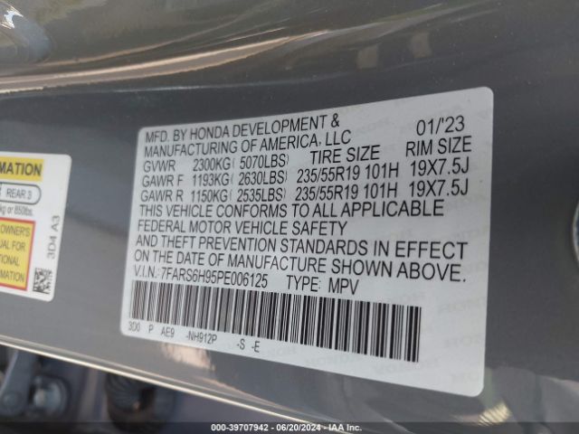 7FARS6H95PE006125 Honda Cr-v Hybrid Sport Touring