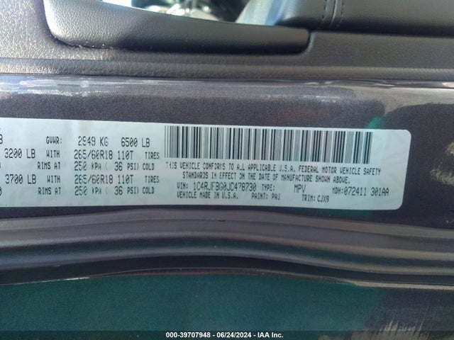 1C4RJFBG0JC478730 Jeep Grand Cherokee Limited 4x4
