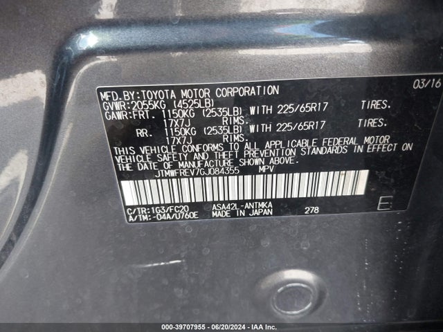 Toyota Rav4 Xle 2016 JTMWFREV7GJ084355 Image 9