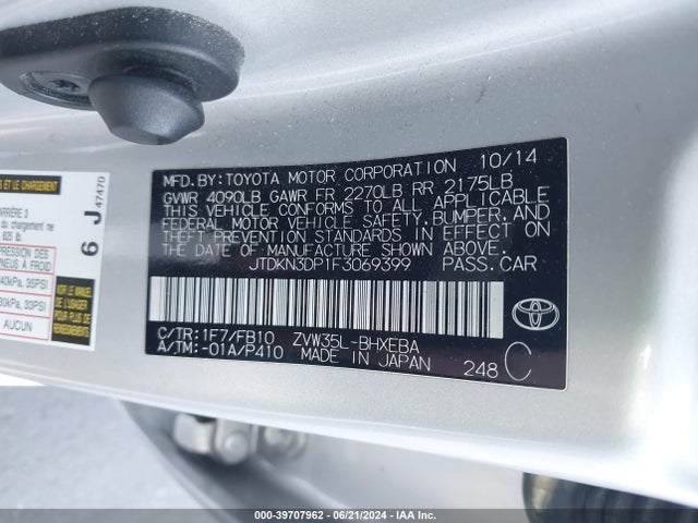 JTDKN3DP1F3069399 Toyota PRIUS PLUG-IN