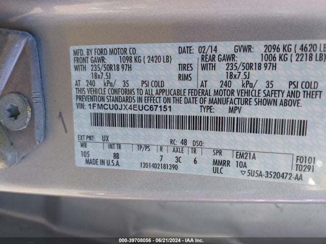 Ford Escape Titanium 2014 1FMCU0JX4EUC67151 Image 9