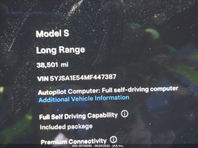 5YJSA1E54MF447387 Tesla Model S Long Range Dual Motor All-wheel Drive