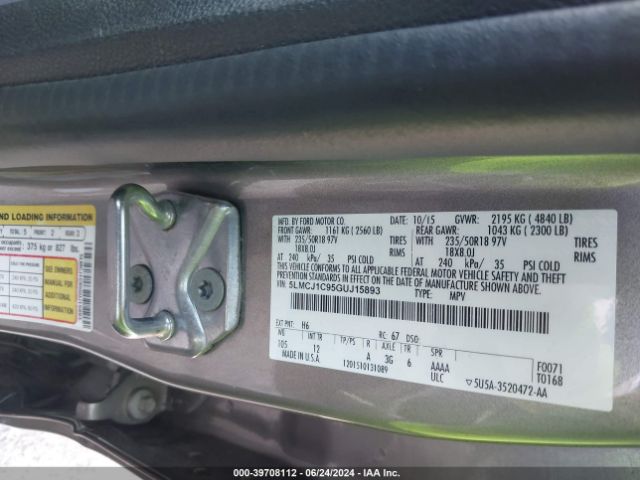 5LMCJ1C95GUJ15893 Lincoln Mkc Premier